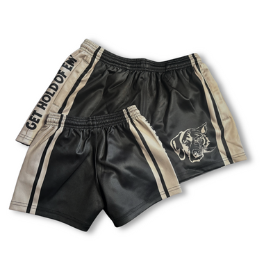 Black And Tan Footy Shorts (Kids)