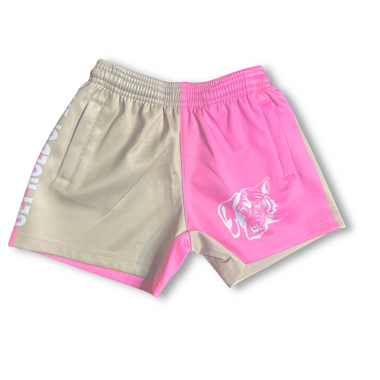 Pink And Tan Footy Shorts (KIDS)