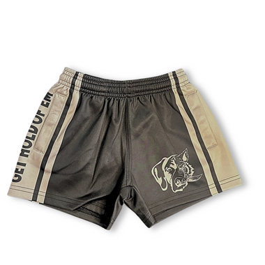 Black And Tan Footy Shorts (Adult)